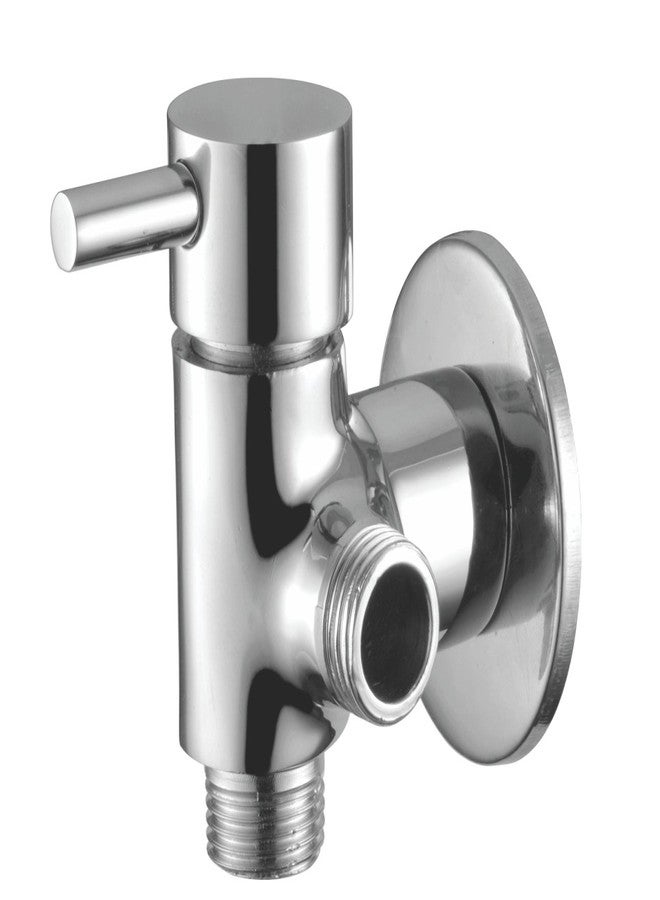 KAMAL Full Brass Two Way Angle Cock | Single Lever Twin Elbow Valve Faucet | Wall Mount Installation | Chrome Finish - Silver (Pack of 1)